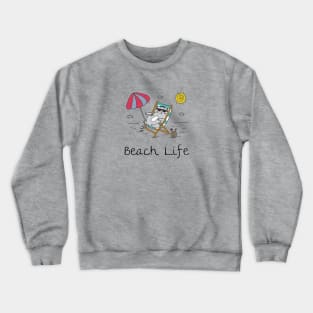 Beach Life Cat in Beach Chair Crewneck Sweatshirt